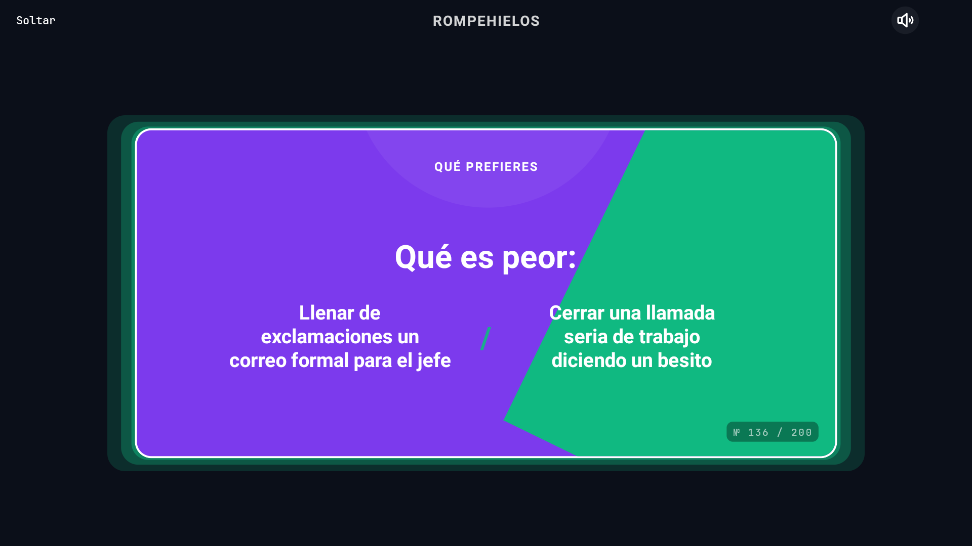 Tarjeta «Qué prefieres» del mazo Rompehielos