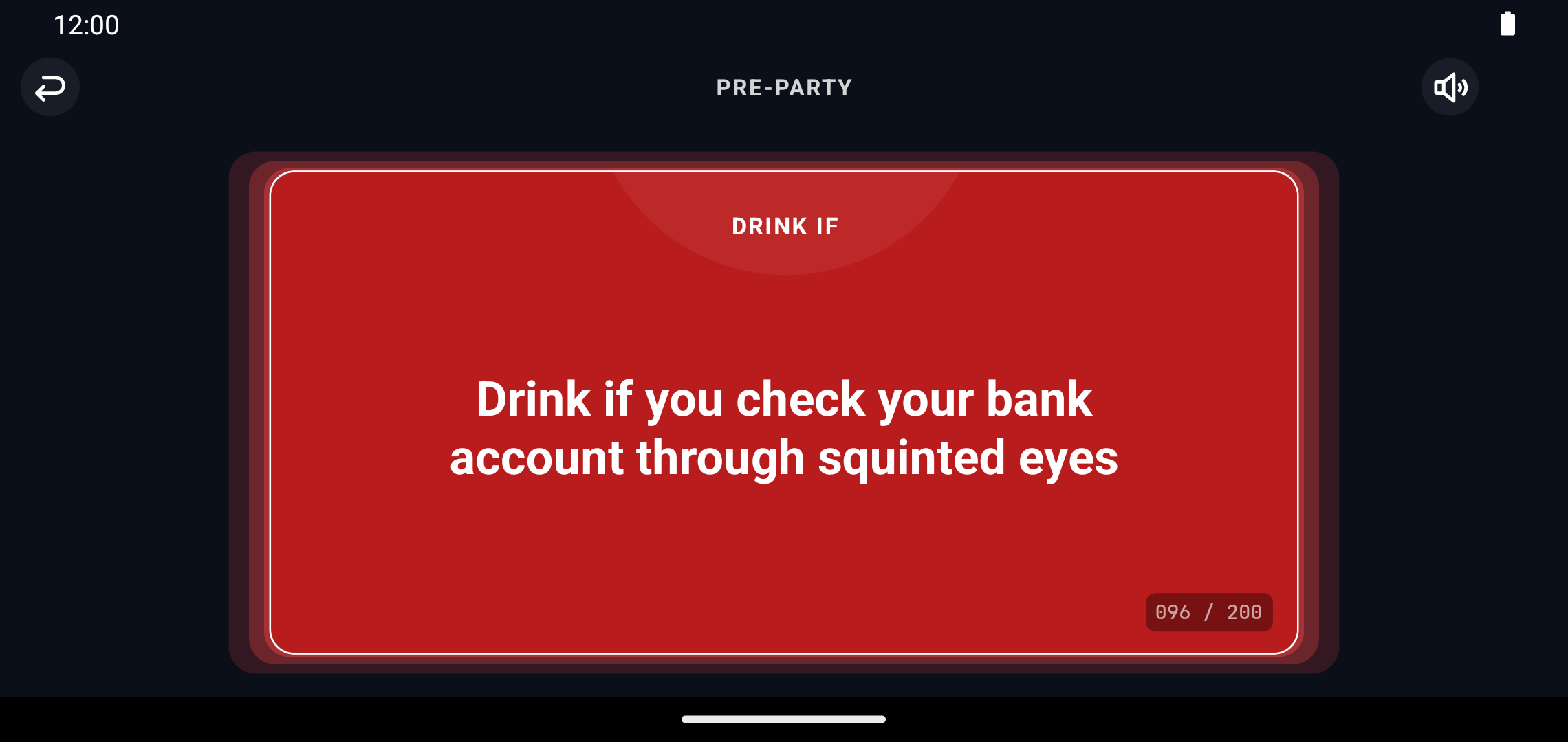 Drink If card from the Pre-Party deck on a phone
