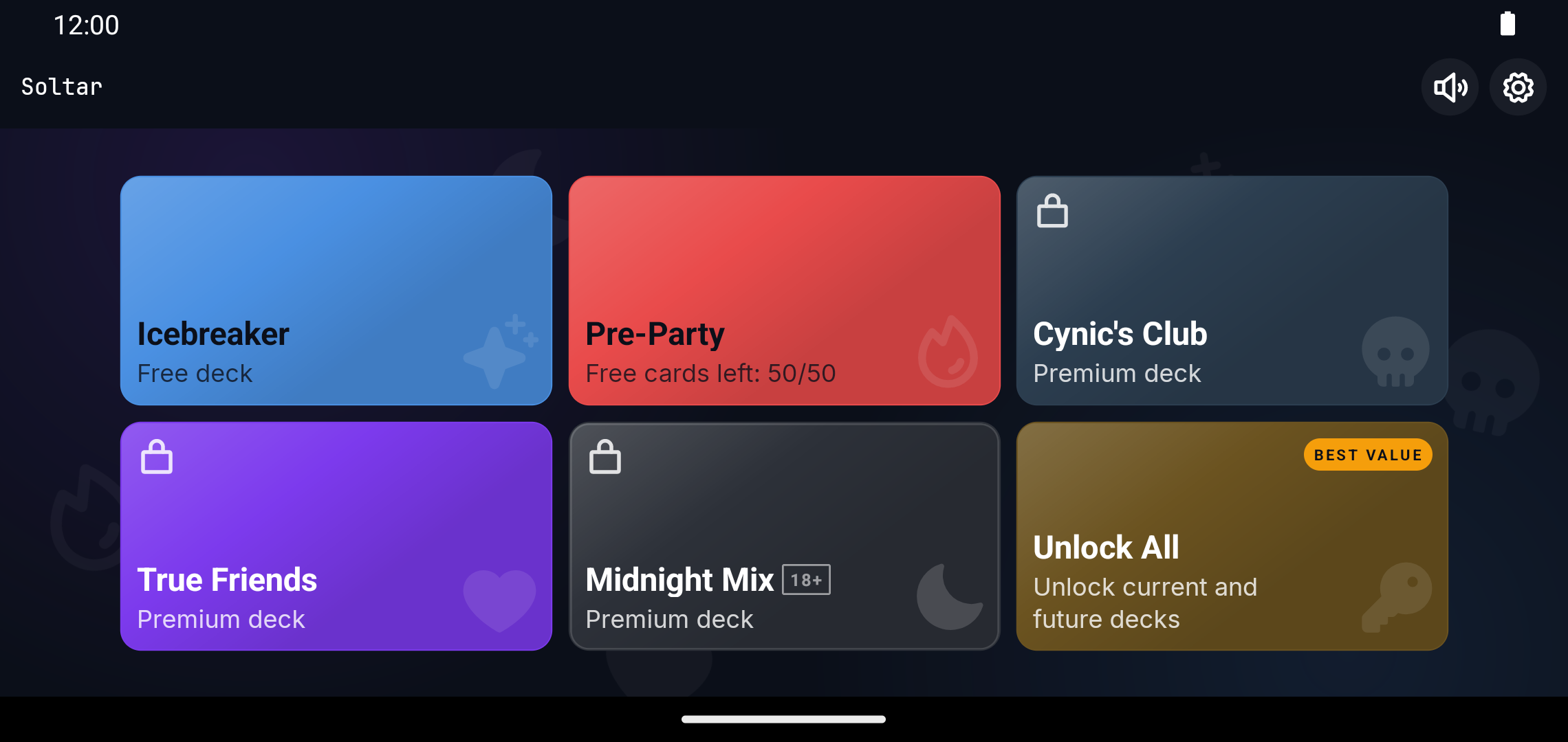 Deck selection grid on an Android phone