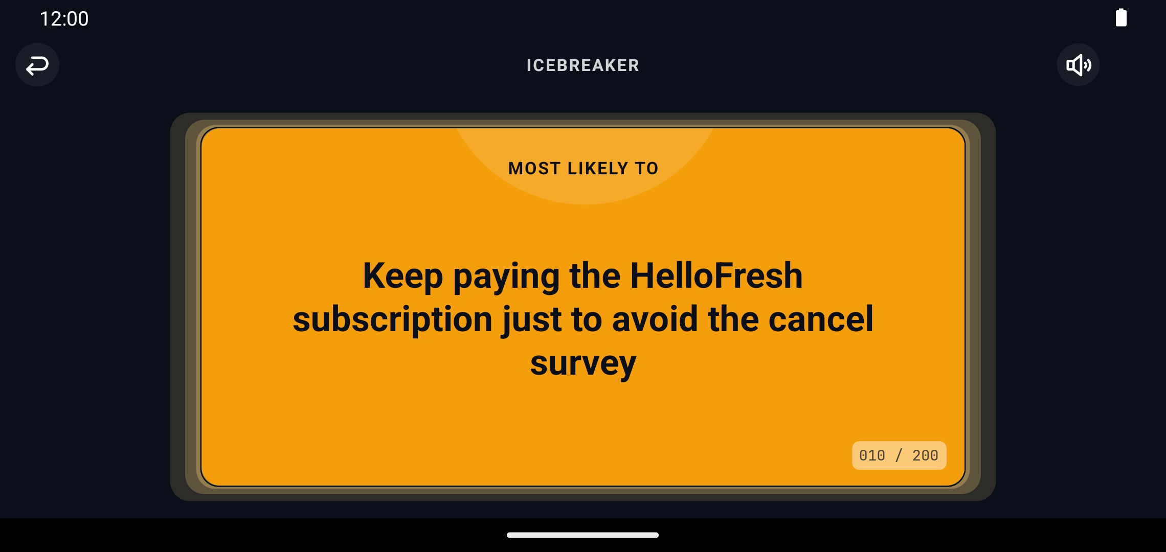Most Likely To card from the Icebreaker deck on a phone