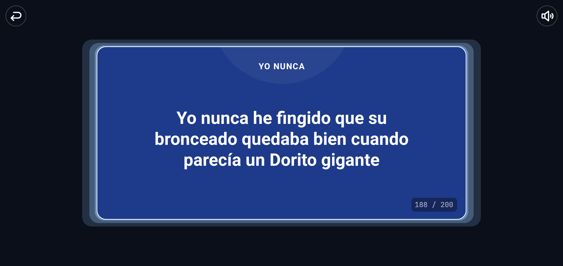 Tarjeta «Yo nunca» del mazo Amigos de Verdad en un teléfono